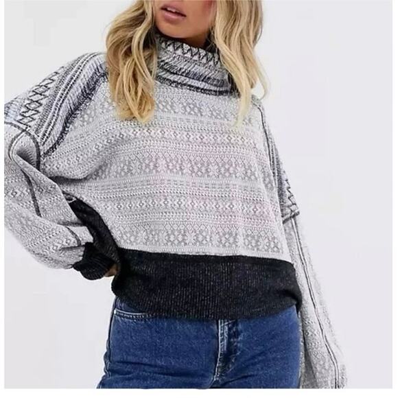 We The Free People Small At Lodge Turtleneck Sweater Pullover Nordic Gray XS - Picture 1 of 7